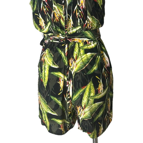 BCBGMAXAZRIA Romper Black Birds of Paradise Tropical Women's Size S ($198) - Picture 8 of 15